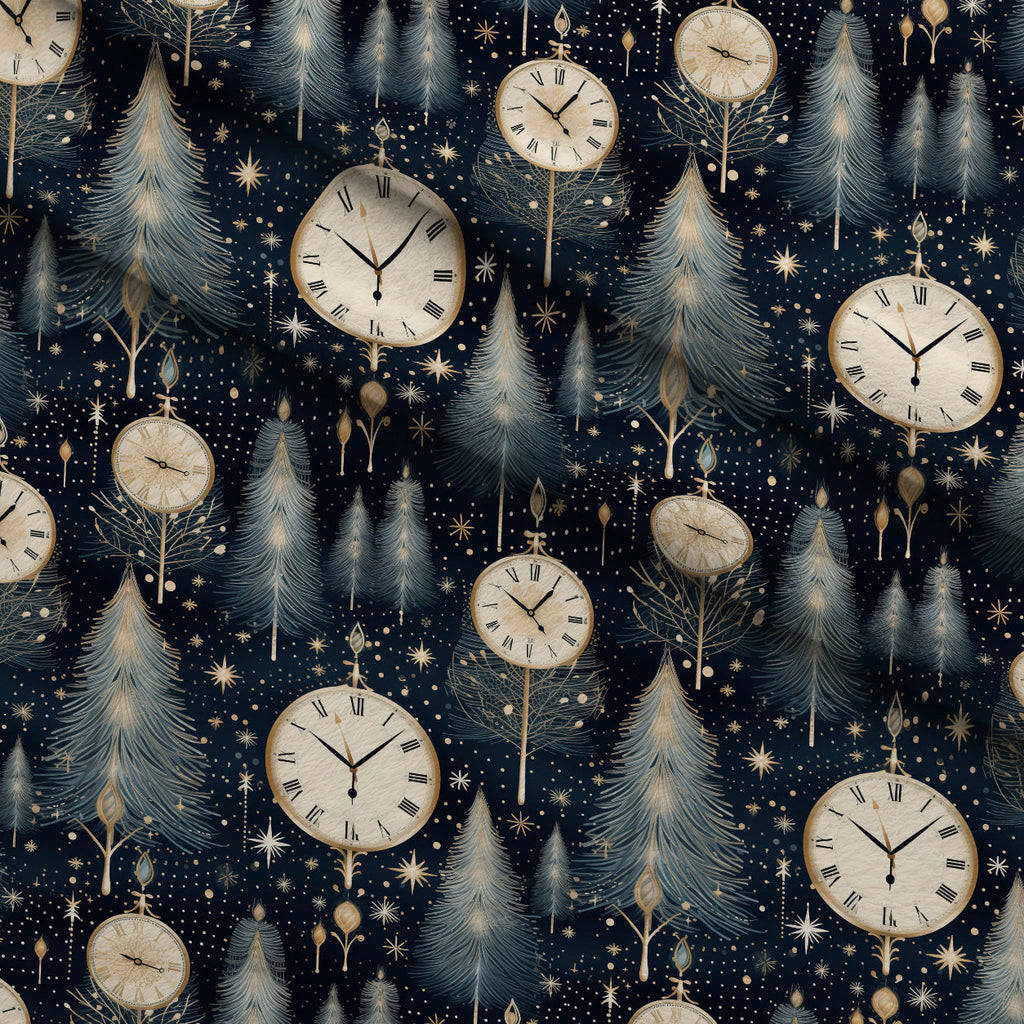 Midnight Clockwork Pattern 12 Fleece Fabric — fleece fabric folded close-up preview (mv-fleece-v1:lying)