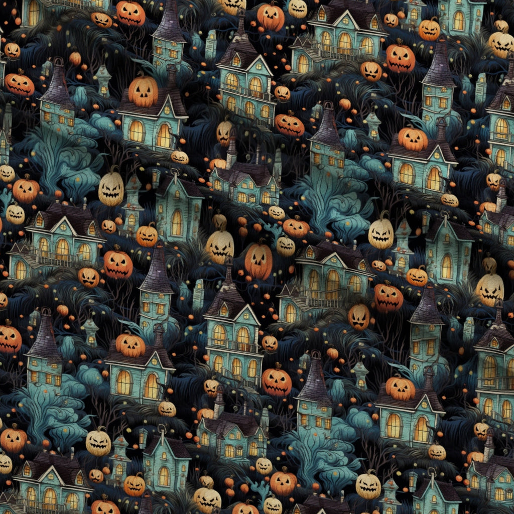 Midnight Familiars Pattern 10 Fleece Fabric — fleece fabric folded close-up preview (mv-fleece-v1:lying)