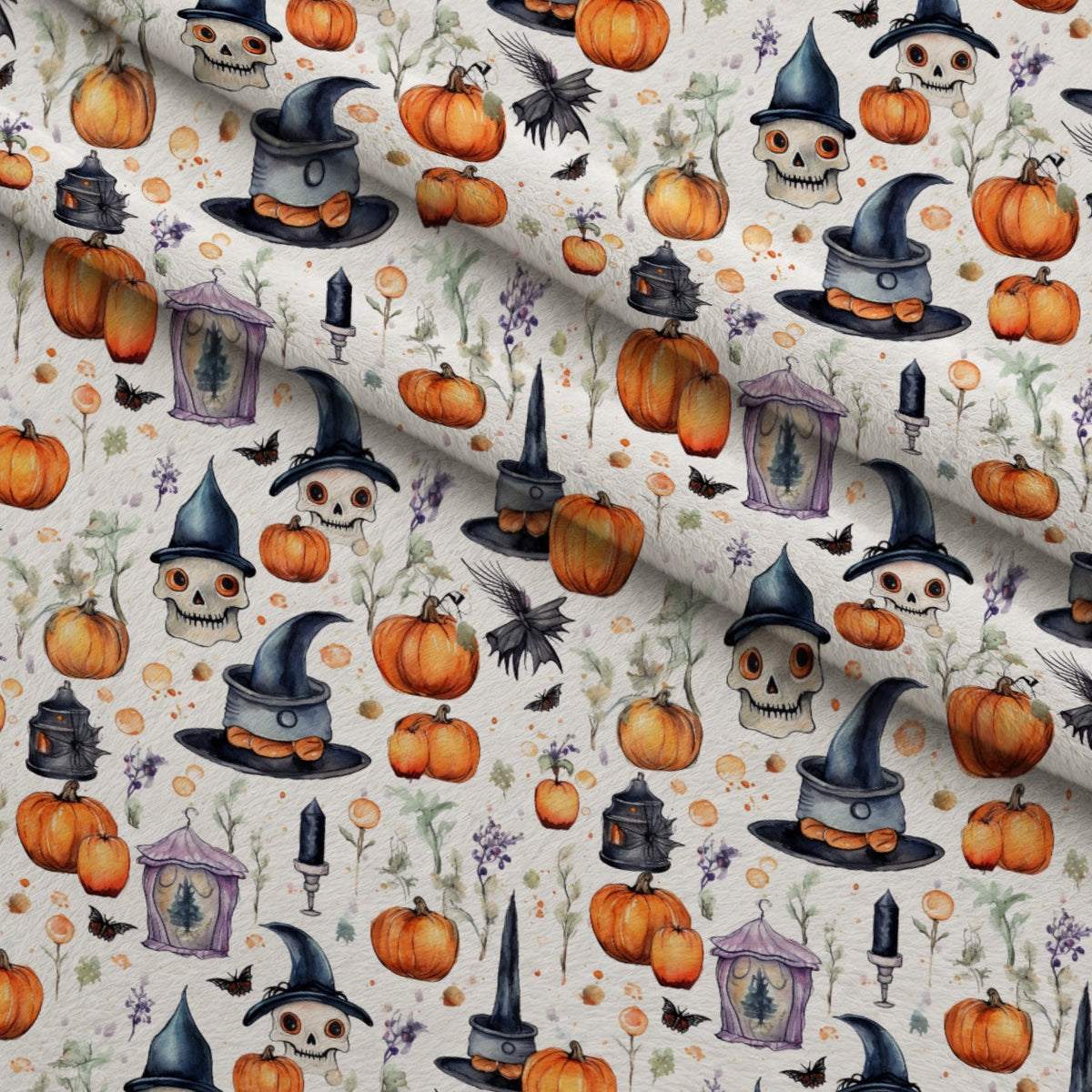 Midnight Familiars Pattern 11 Fleece Fabric — fleece fabric folded close-up preview (mv-fleece-v1:lying)