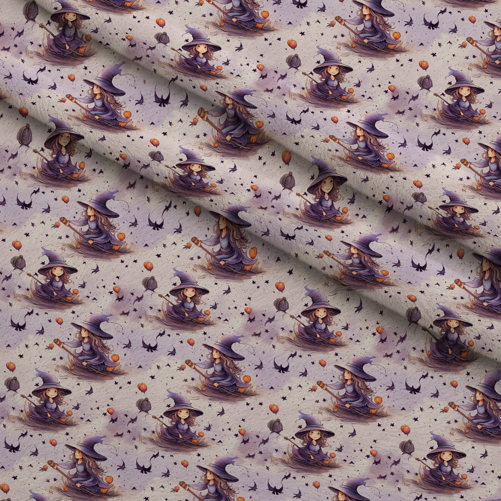 Midnight Familiars Pattern 13 Fleece Fabric — fleece fabric folded close-up preview (mv-fleece-v1:lying)