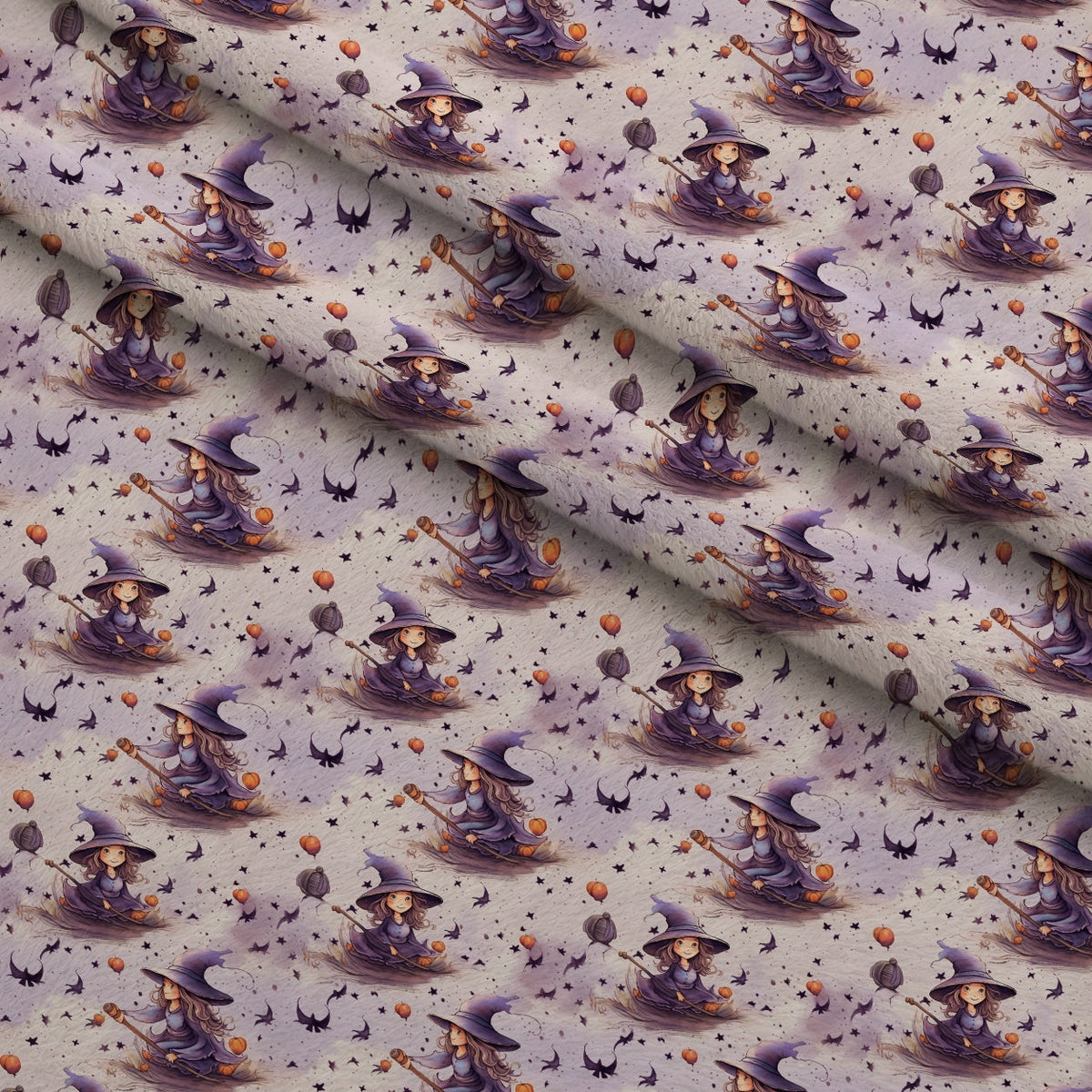Midnight Familiars Pattern 13 Fleece Fabric — fleece fabric folded close-up preview (mv-fleece-v1:lying)