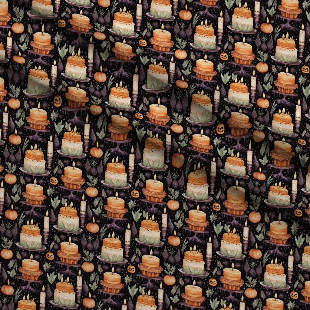Midnight Familiars Pattern 19 Fleece Fabric — fleece fabric folded close-up preview (mv-fleece-v1:lying)