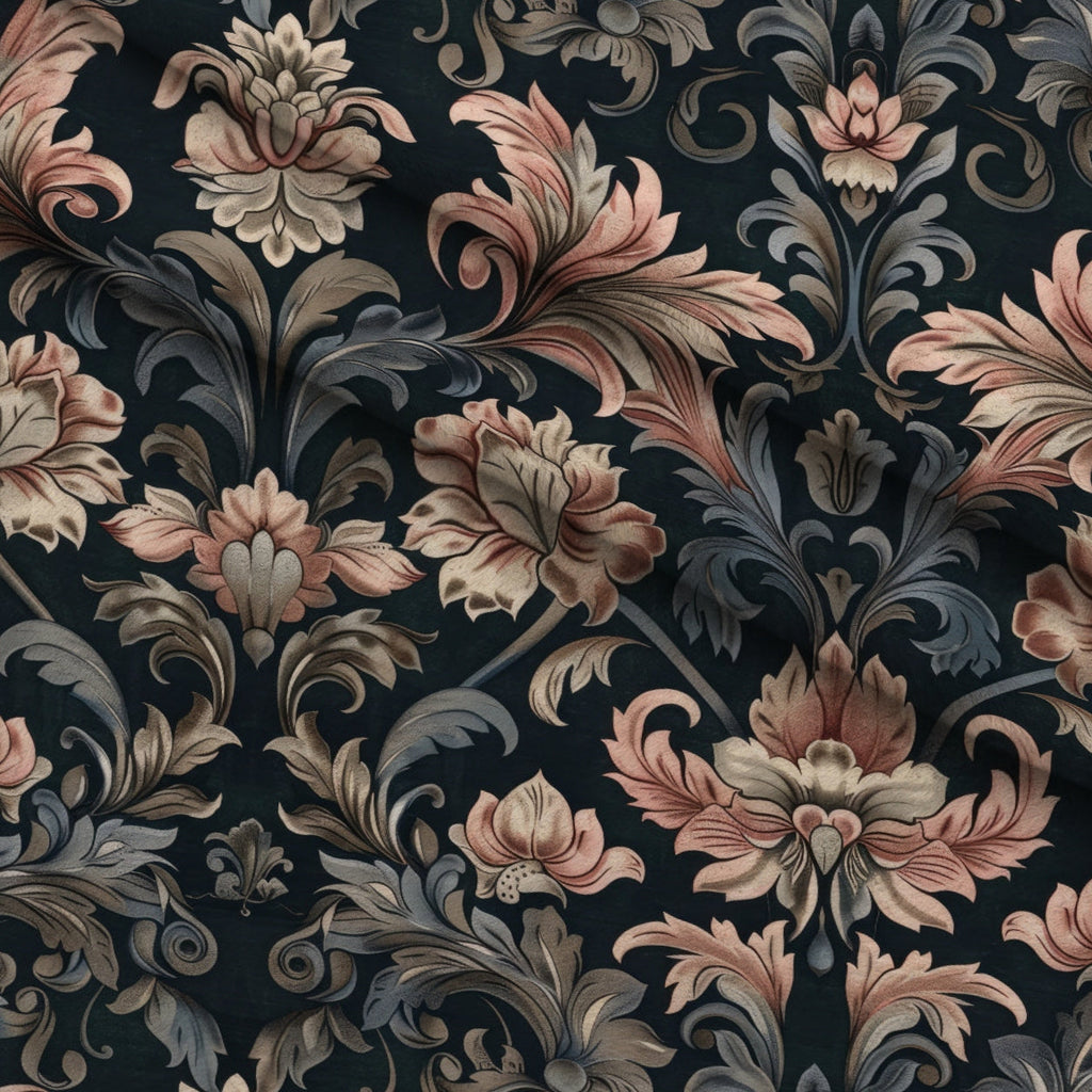 Midnight Filigree Pattern 9 Fleece Fabric — fleece fabric folded close-up preview (mv-fleece-v1:lying)