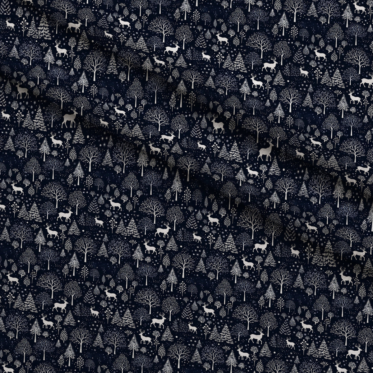 Midnight Forest Pattern 1 Fleece Fabric — fleece fabric folded close-up preview (mv-fleece-v1:lying)