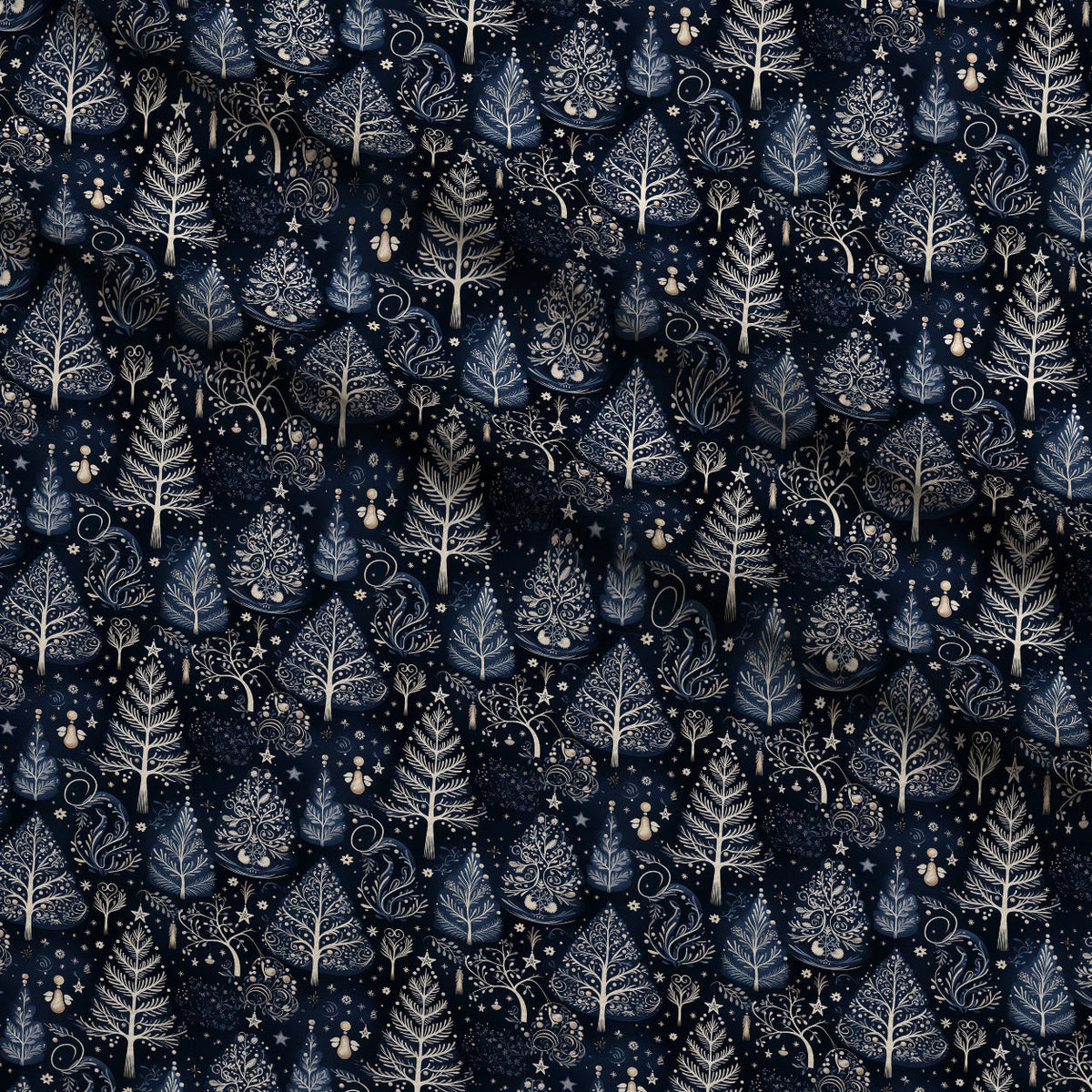 Midnight Forest Pattern 2 Fleece Fabric — fleece fabric folded close-up preview (mv-fleece-v1:lying)