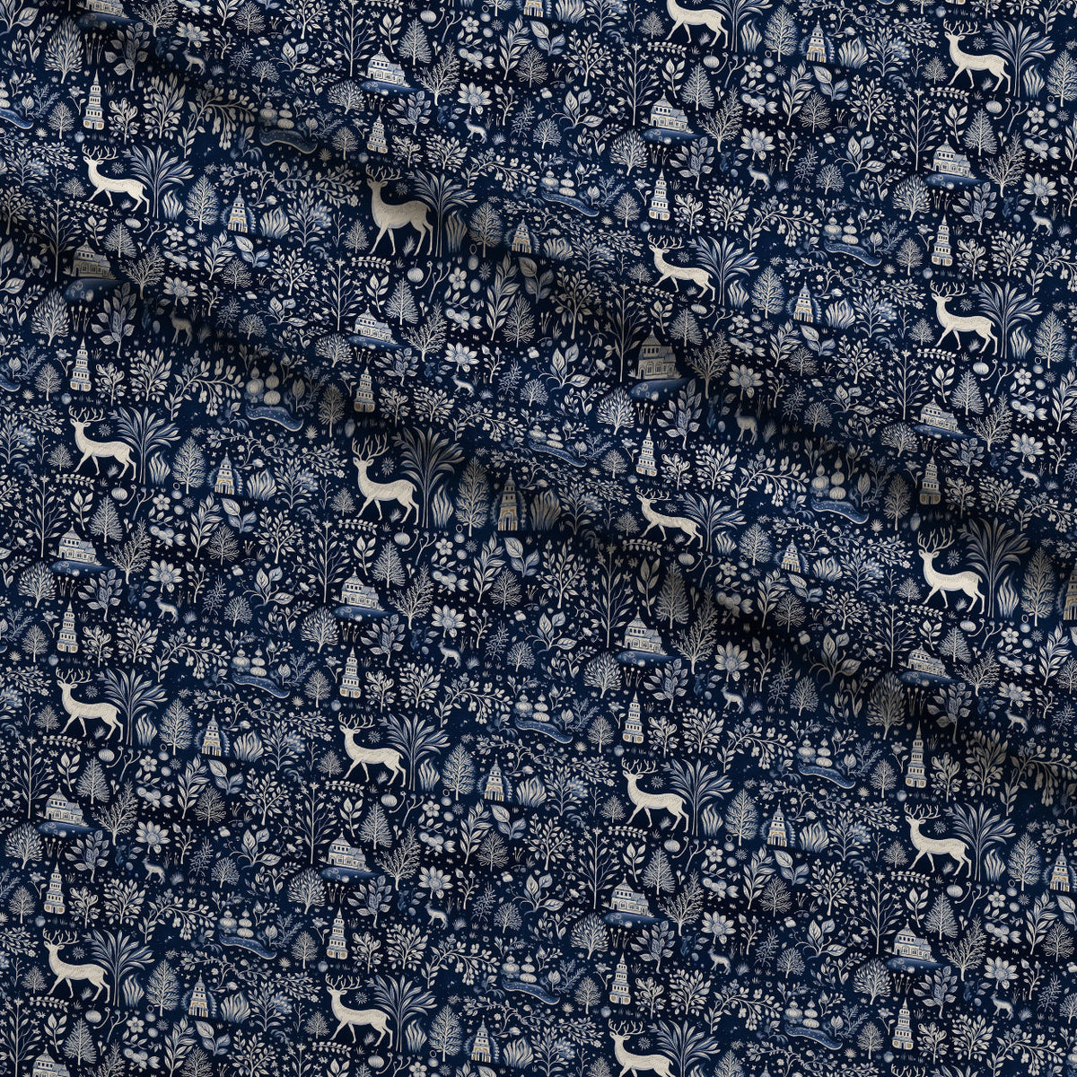 Midnight Forest Pattern 4 Fleece Fabric — fleece fabric folded close-up preview (mv-fleece-v1:lying)