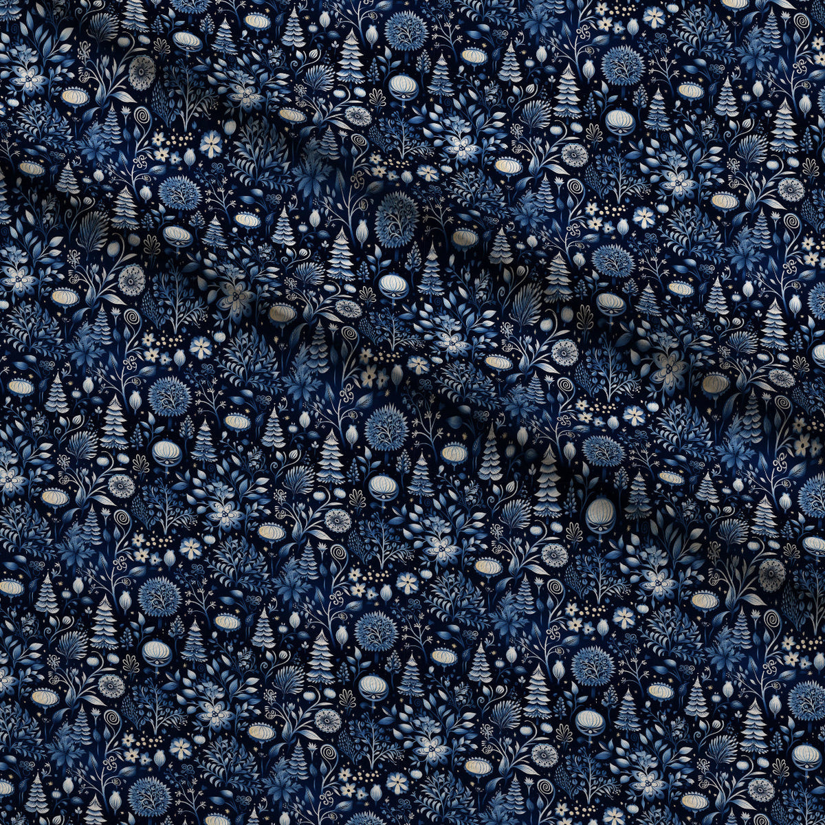 Midnight Forest Pattern 5 Fleece Fabric — fleece fabric folded close-up preview (mv-fleece-v1:lying)