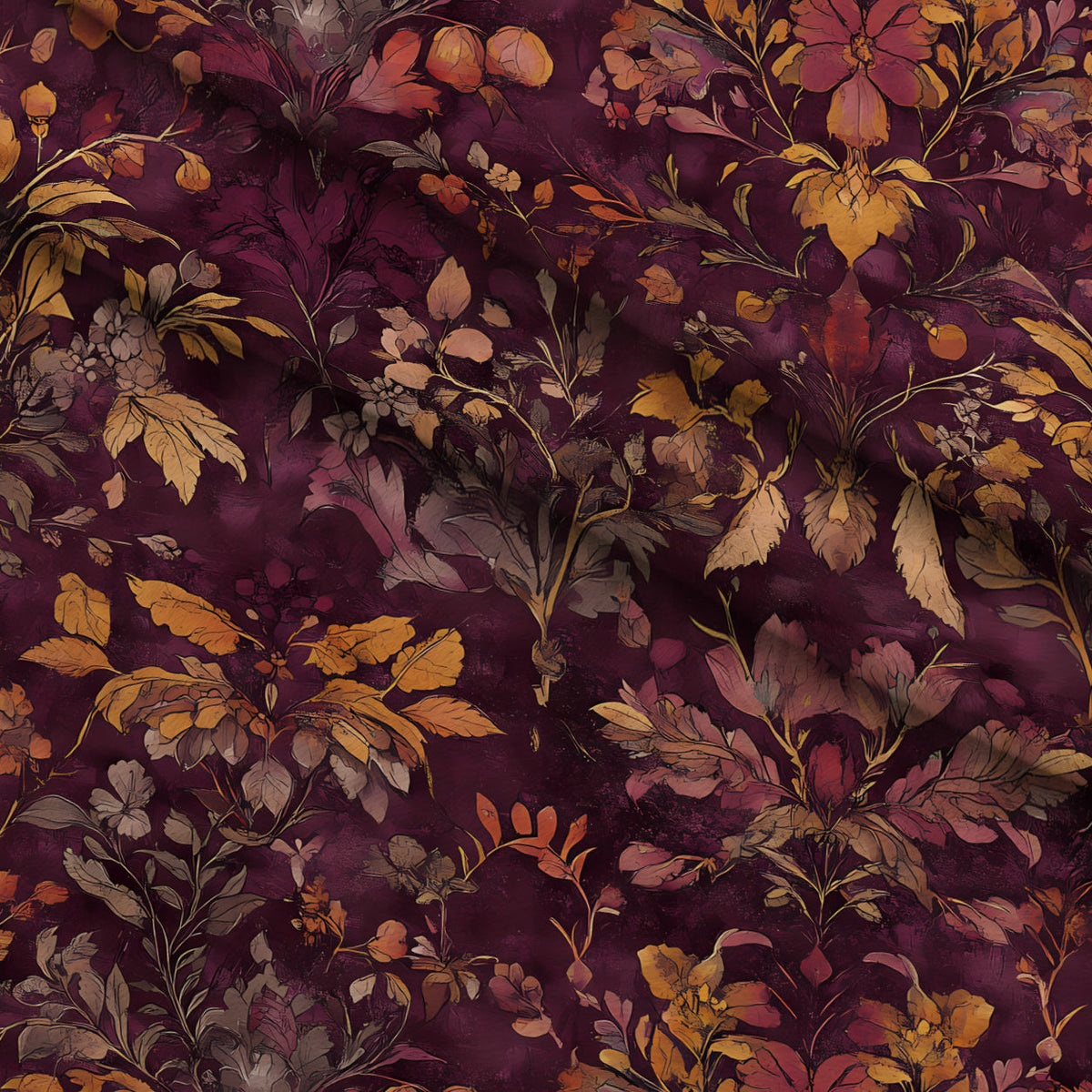 Midnight Harvest Garden Pattern 11 Fleece Fabric — fleece fabric folded close-up preview (mv-fleece-v1:lying)