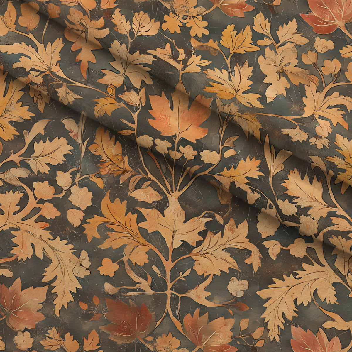 Midnight Harvest Garden Pattern 17 Fleece Fabric — fleece fabric folded close-up preview (mv-fleece-v1:lying)