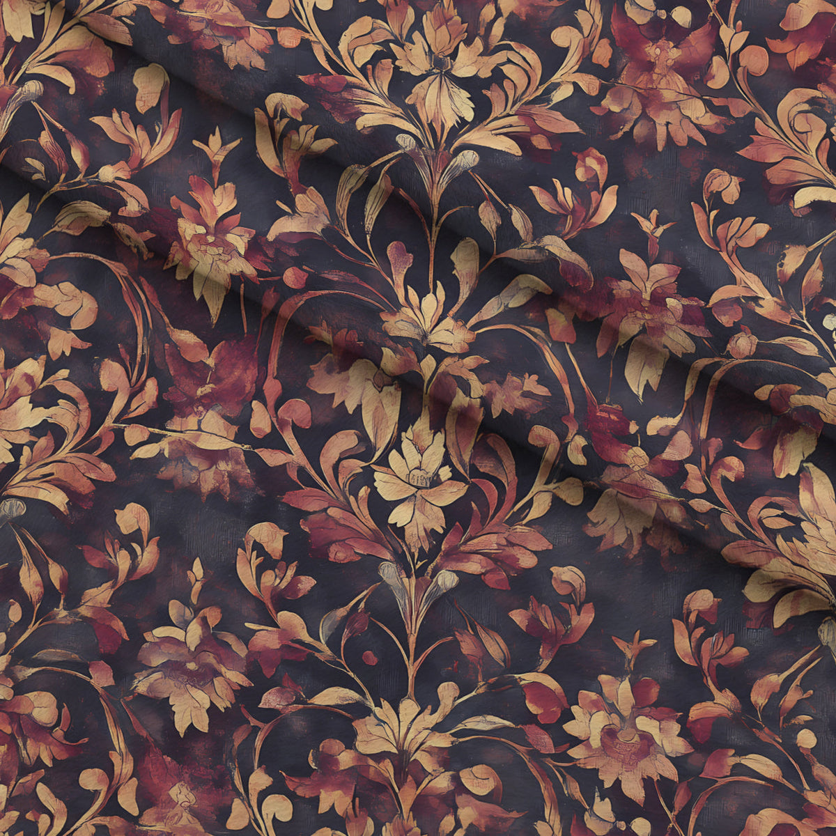 Midnight Harvest Garden Pattern 19 Fleece Fabric — fleece fabric folded close-up preview (mv-fleece-v1:lying)