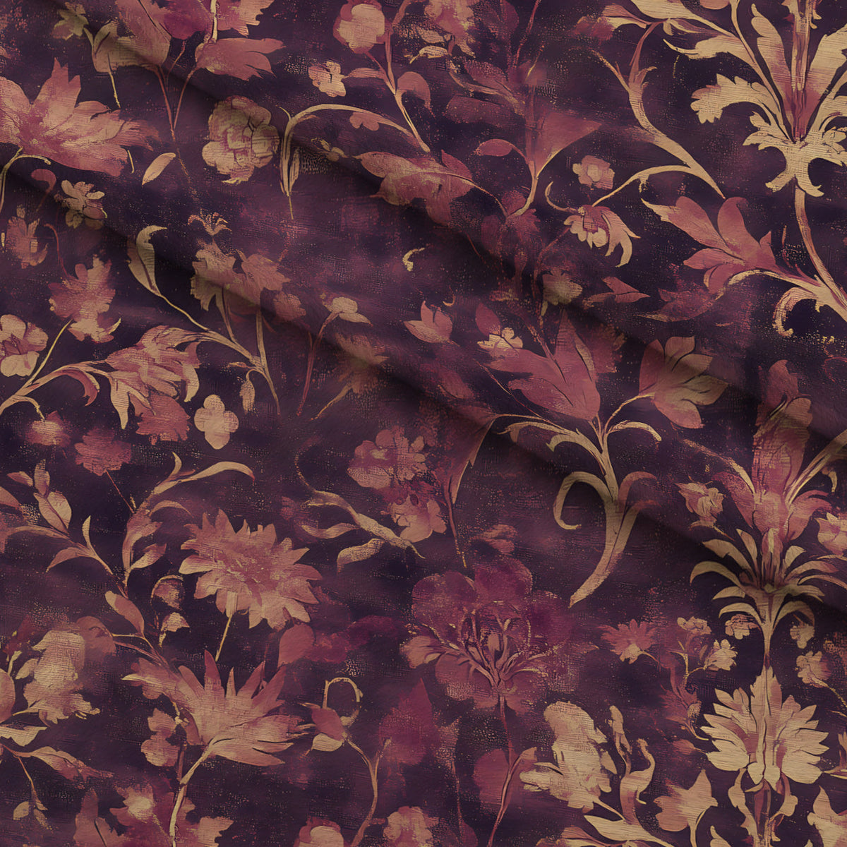 Midnight Harvest Garden Pattern 2 Fleece Fabric — fleece fabric folded close-up preview (mv-fleece-v1:lying)