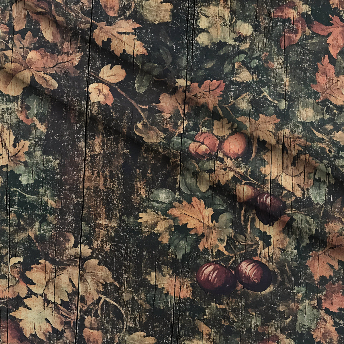 Midnight Harvest Garden Pattern 21 Fleece Fabric — fleece fabric folded close-up preview (mv-fleece-v1:lying)