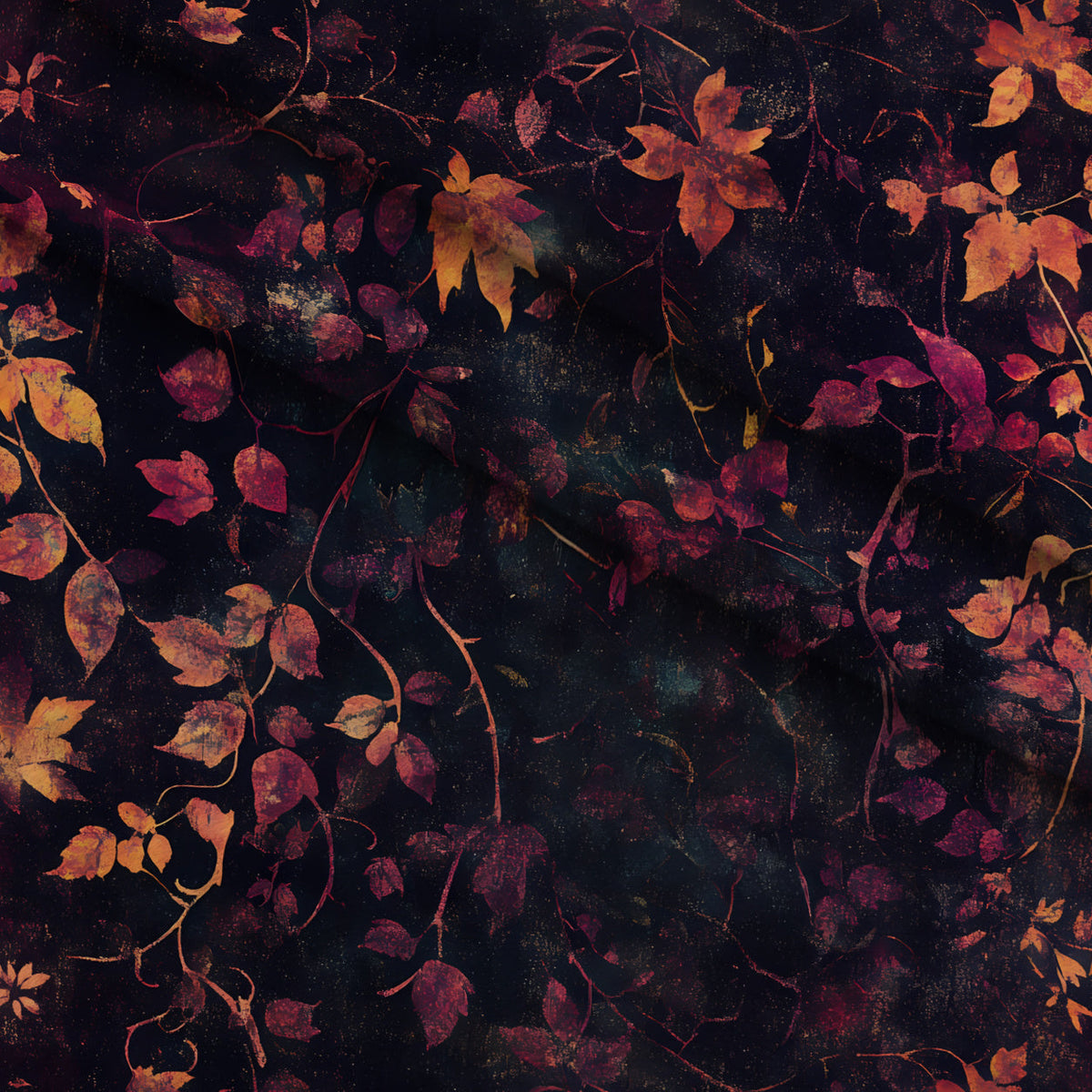 Midnight Harvest Garden Pattern 6 Fleece Fabric — fleece fabric folded close-up preview (mv-fleece-v1:lying)
