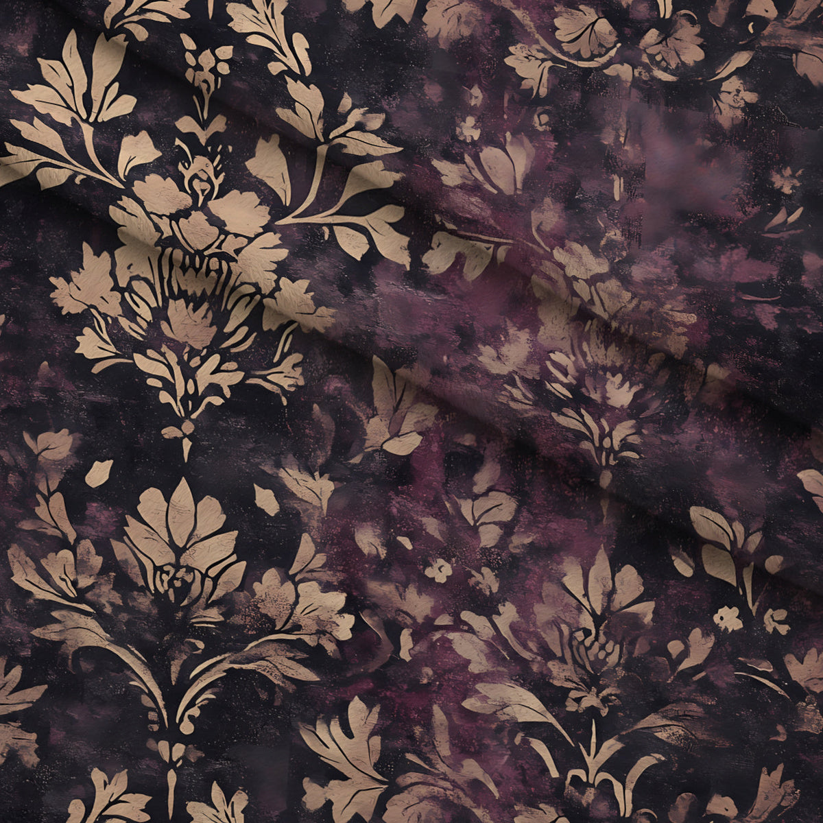 Midnight Harvest Garden Pattern 8 Fleece Fabric — fleece fabric folded close-up preview (mv-fleece-v1:lying)