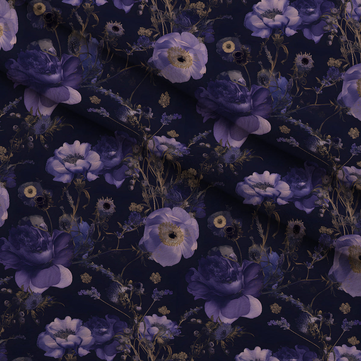 Midnight Lavender Pattern 12 Fleece Fabric — fleece fabric folded close-up preview (mv-fleece-v1:lying)