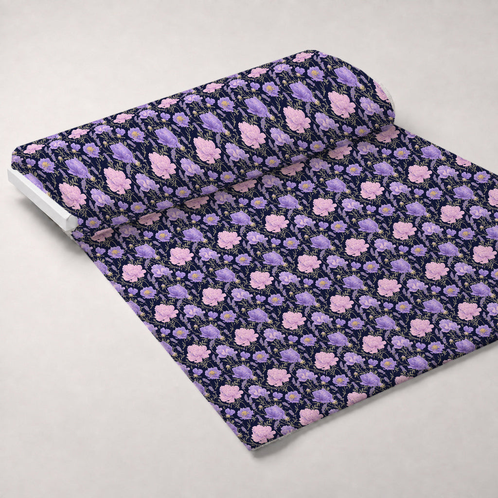 Midnight Lavender Pattern 13 Fleece Fabric — fleece fabric unrolled bolt preview (mv-fleece-v1:bolt)