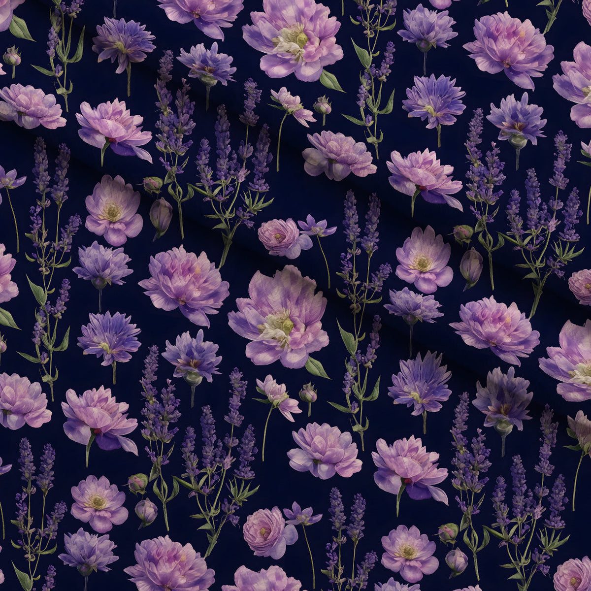 Midnight Lavender Pattern 15 Fleece Fabric — fleece fabric folded close-up preview (mv-fleece-v1:lying)