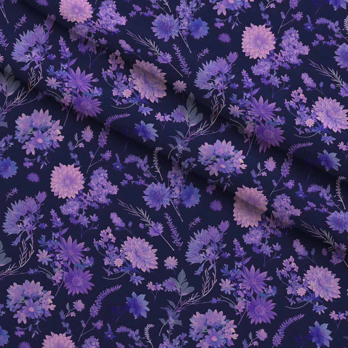 Midnight Lavender Pattern 2 Fleece Fabric — fleece fabric folded close-up preview (mv-fleece-v1:lying)