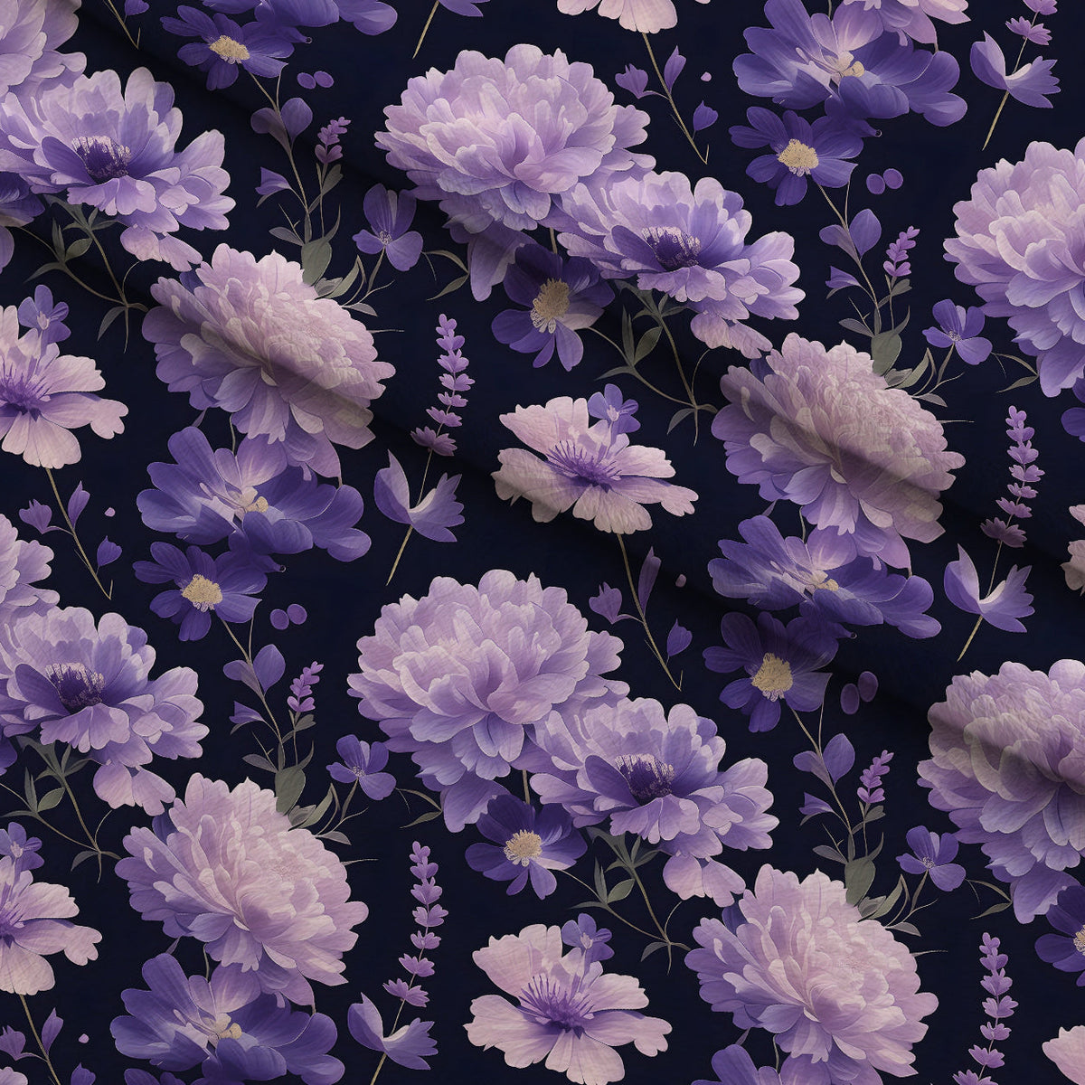 Midnight Lavender Pattern 3 Fleece Fabric — fleece fabric folded close-up preview (mv-fleece-v1:lying)