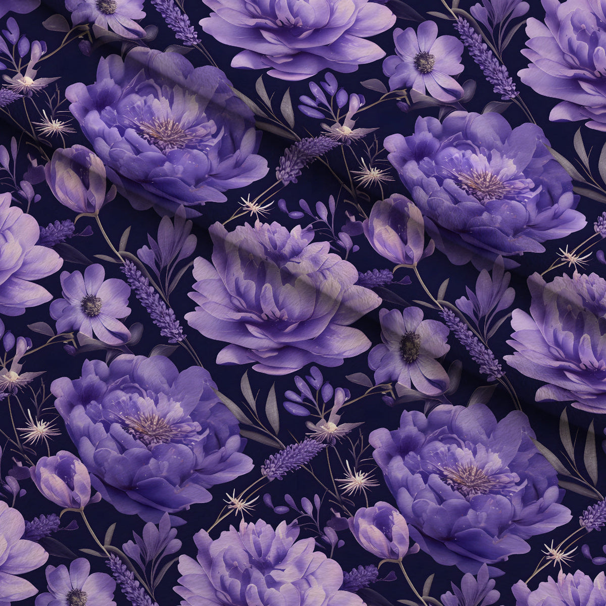 Midnight Lavender Pattern 6 Fleece Fabric — fleece fabric folded close-up preview (mv-fleece-v1:lying)