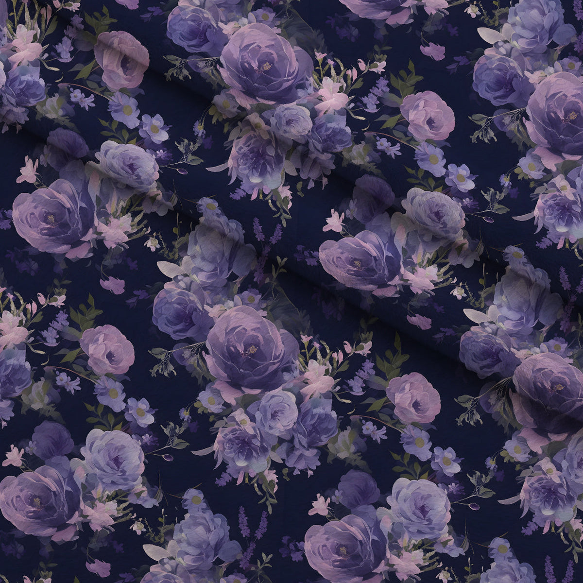 Midnight Lavender Pattern 7 Fleece Fabric — fleece fabric folded close-up preview (mv-fleece-v1:lying)