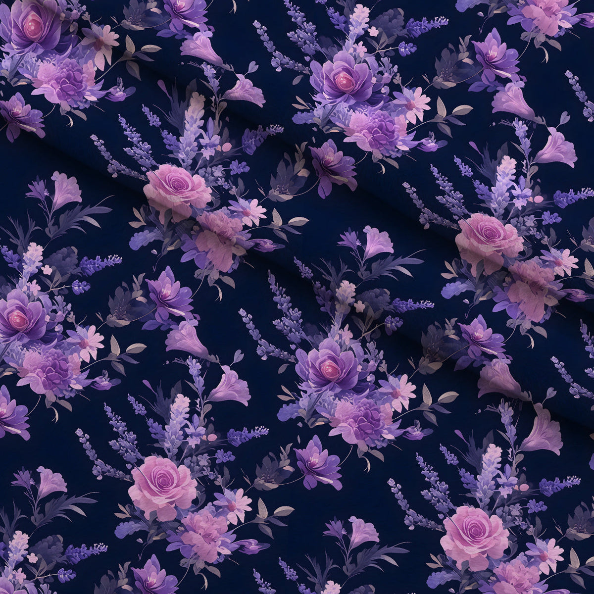 Midnight Lavender Pattern 8 Fleece Fabric — fleece fabric folded close-up preview (mv-fleece-v1:lying)