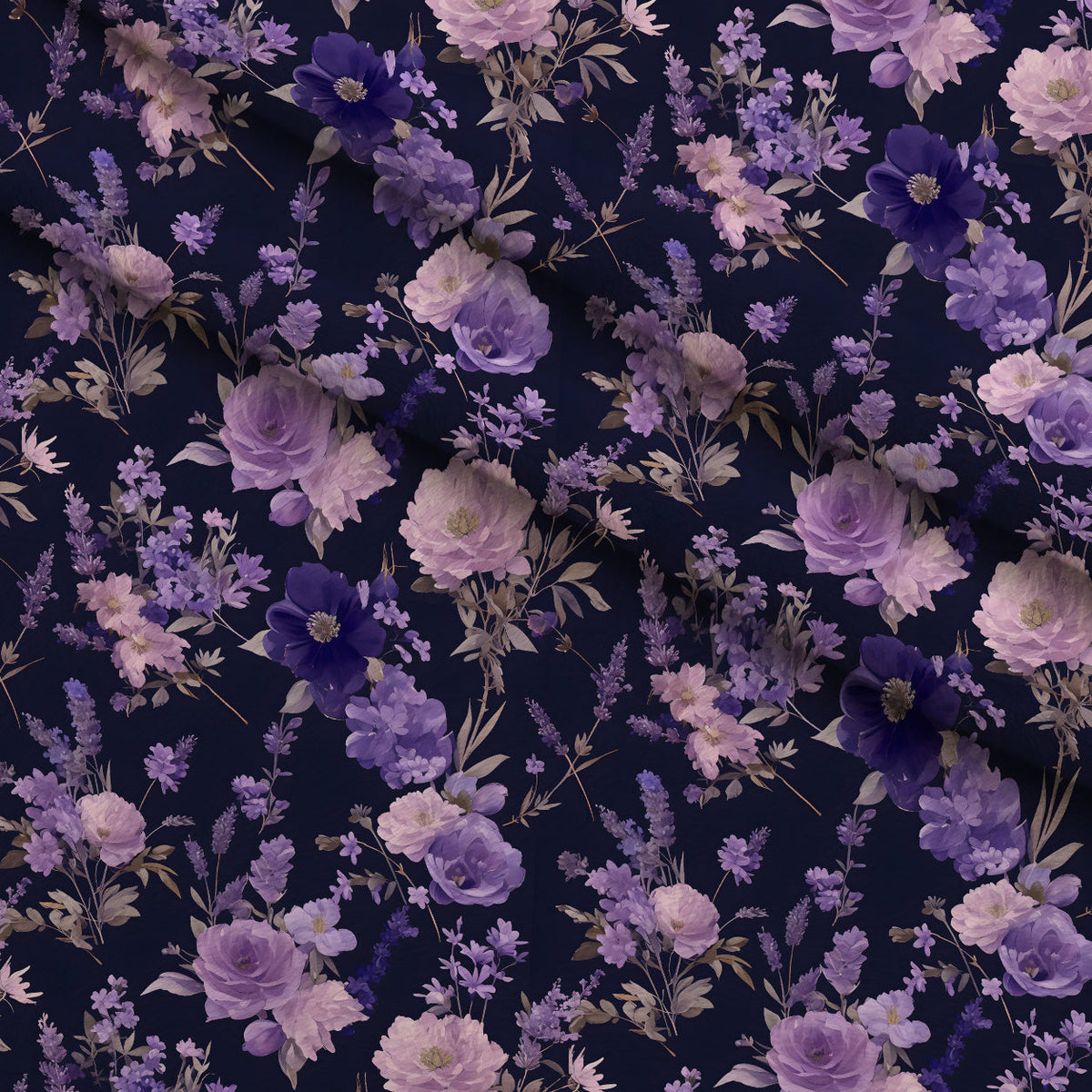 Midnight Lavender Pattern 9 Fleece Fabric — fleece fabric folded close-up preview (mv-fleece-v1:lying)