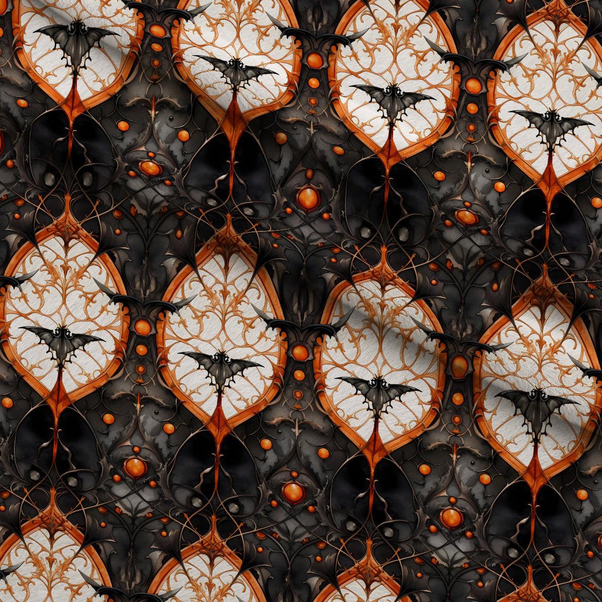 Midnight Marigolds Pattern 11 Fleece Fabric — fleece fabric folded close-up preview (mv-fleece-v1:lying)