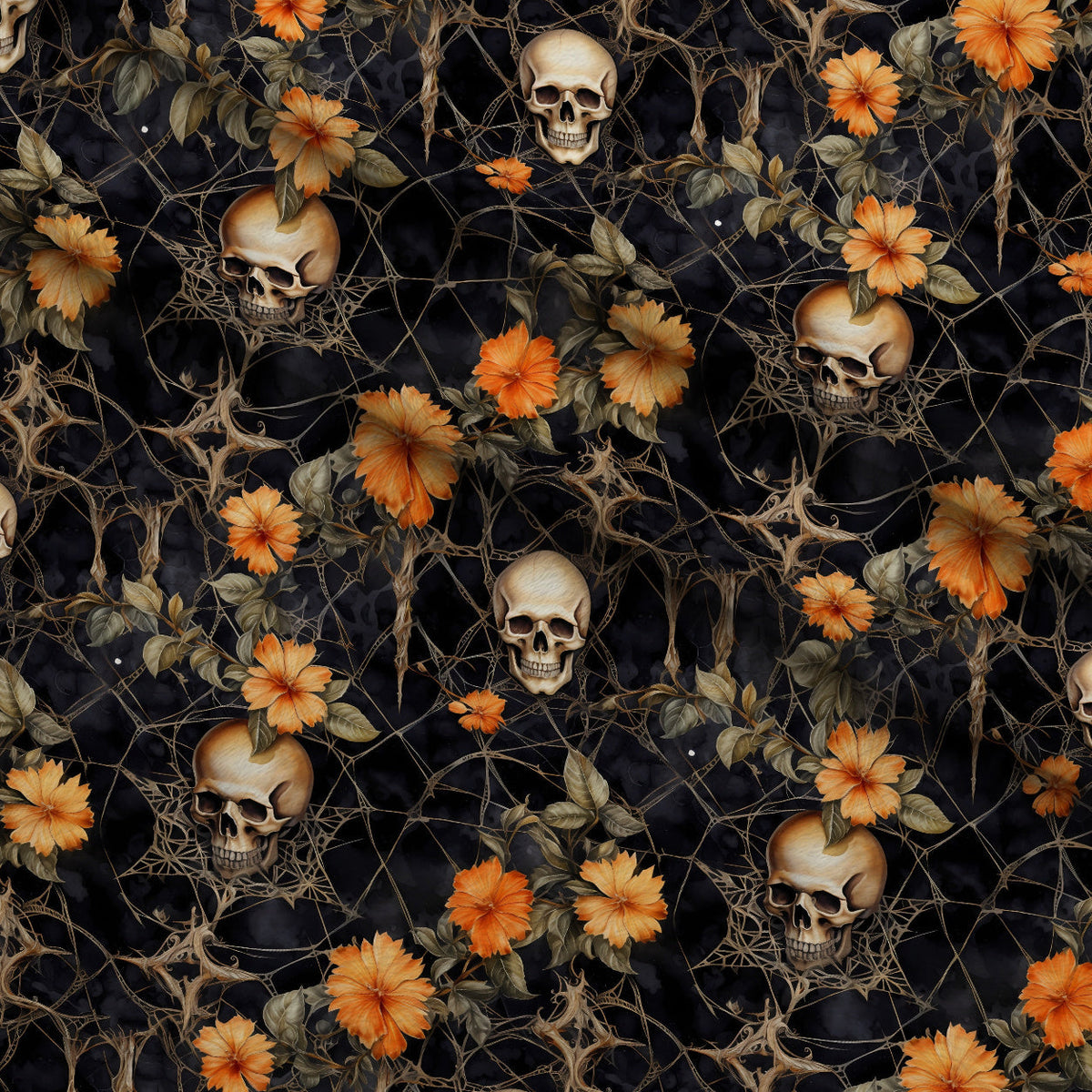 Midnight Marigolds Pattern 15 Fleece Fabric — fleece fabric folded close-up preview (mv-fleece-v1:lying)