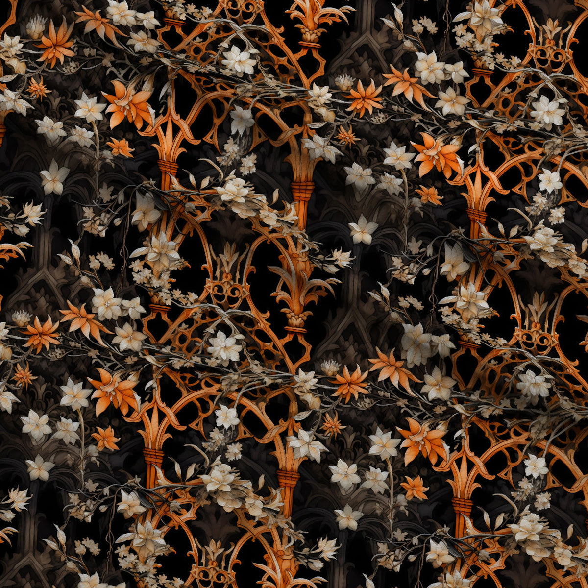 Midnight Marigolds Pattern 5 Fleece Fabric — fleece fabric folded close-up preview (mv-fleece-v1:lying)