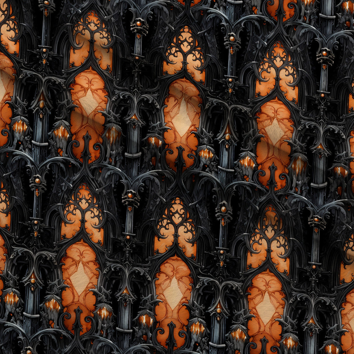 Midnight Marigolds Pattern 8 Fleece Fabric — fleece fabric folded close-up preview (mv-fleece-v1:lying)
