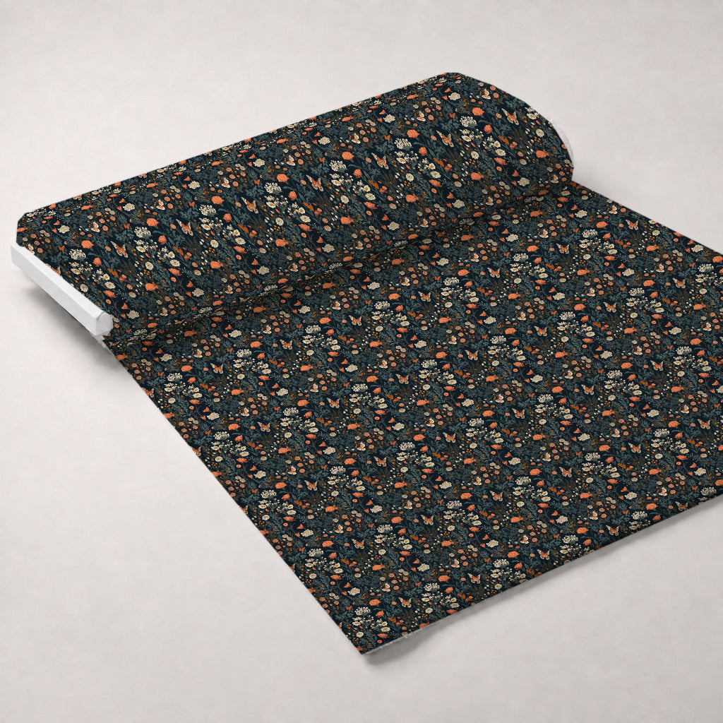 Midnight Monarchs Pattern 1 Fleece Fabric — fleece fabric unrolled bolt preview (mv-fleece-v1:bolt)