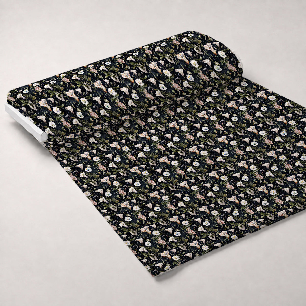 Midnight Moonflowers Pattern 10 Fleece Fabric — fleece fabric unrolled bolt preview (mv-fleece-v1:bolt)