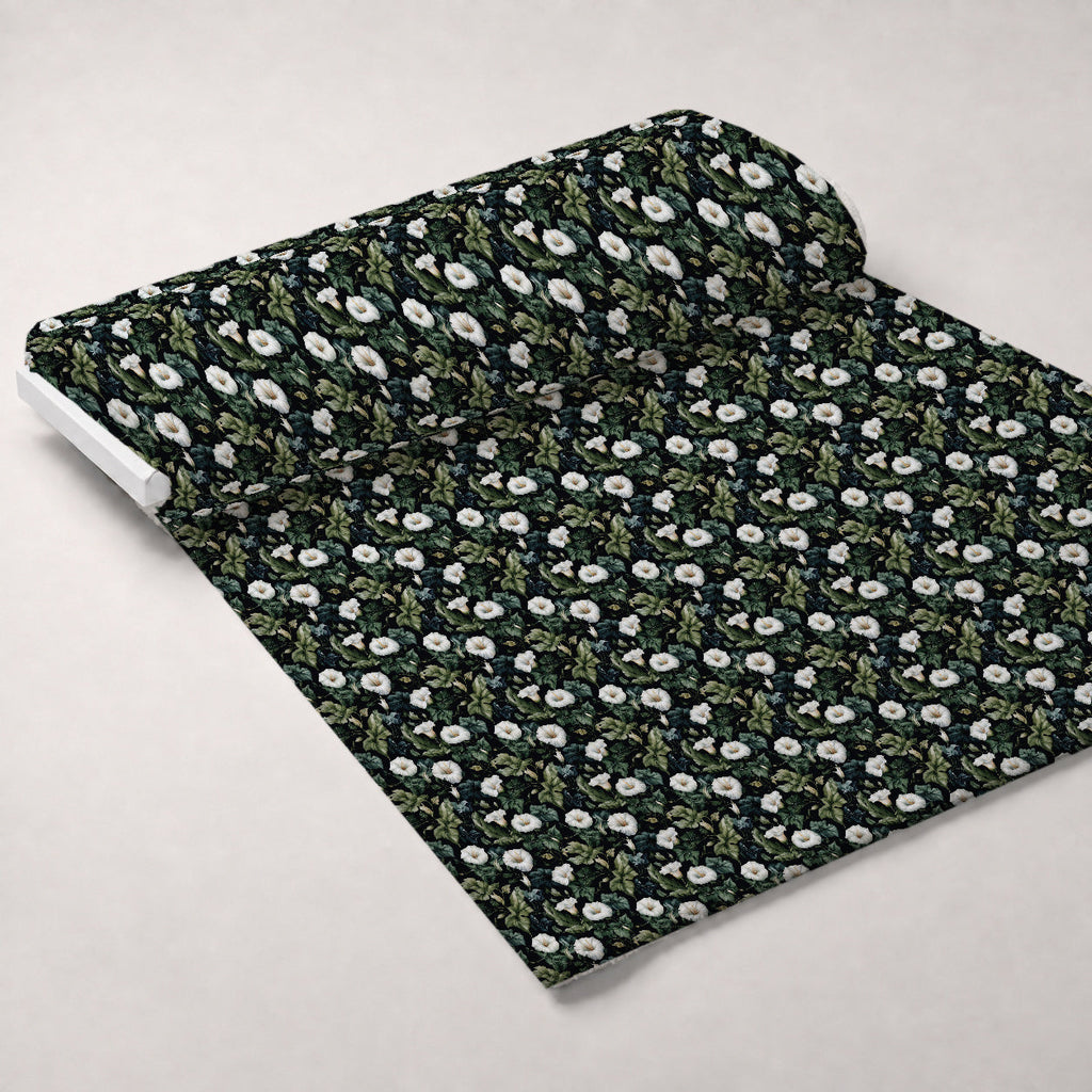 Midnight Moonflowers Pattern 5 Fleece Fabric — fleece fabric unrolled bolt preview (mv-fleece-v1:bolt)