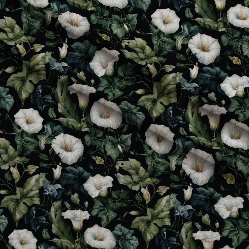 Midnight Moonflowers Pattern 5 Fleece Fabric — fleece fabric folded close-up preview (mv-fleece-v1:lying)