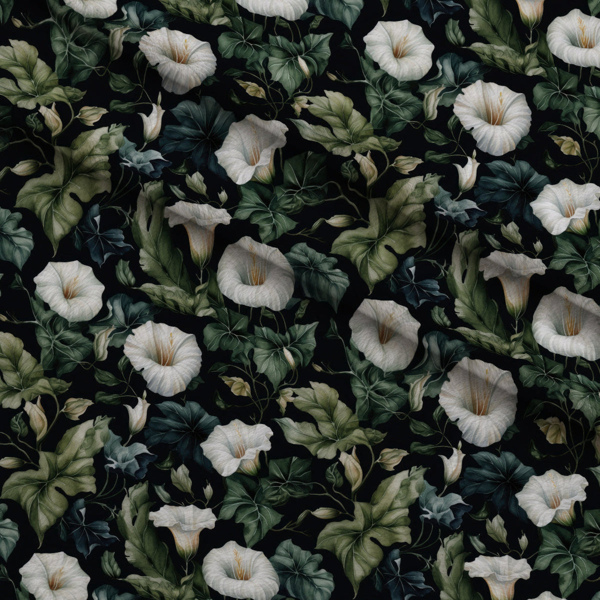 Midnight Moonflowers Pattern 5 Fleece Fabric — fleece fabric folded close-up preview (mv-fleece-v1:lying)