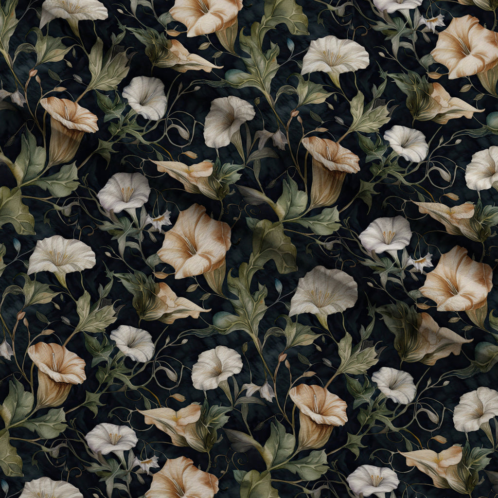 Midnight Moonflowers Pattern 6 Fleece Fabric — fleece fabric folded close-up preview (mv-fleece-v1:lying)