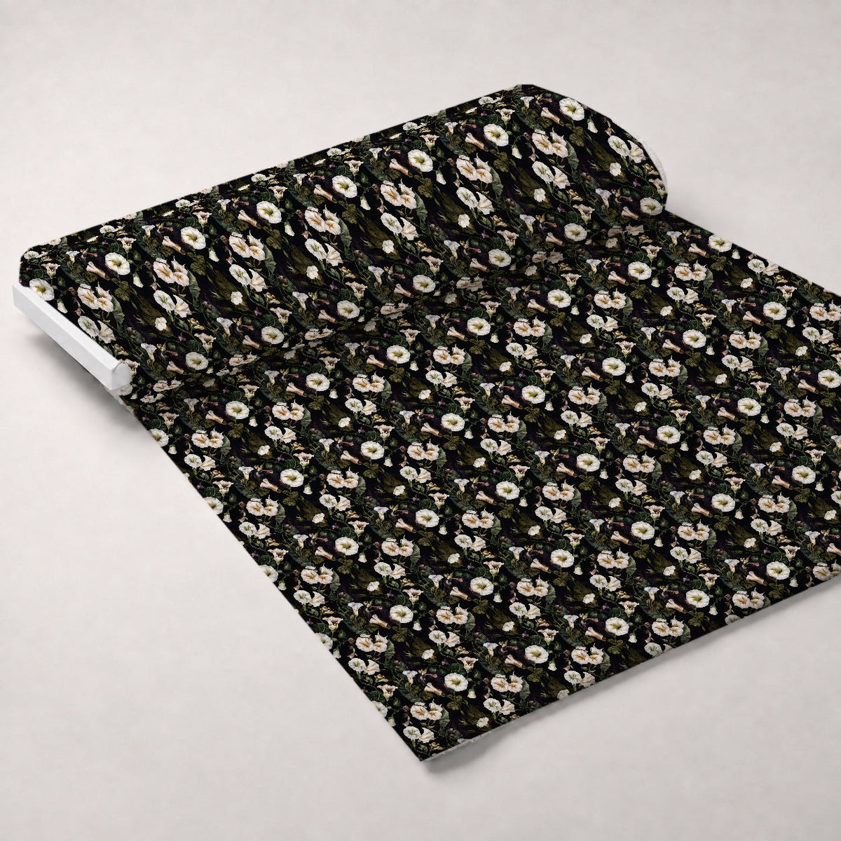 Midnight Moonflowers Pattern 7 Fleece Fabric — fleece fabric unrolled bolt preview (mv-fleece-v1:bolt)