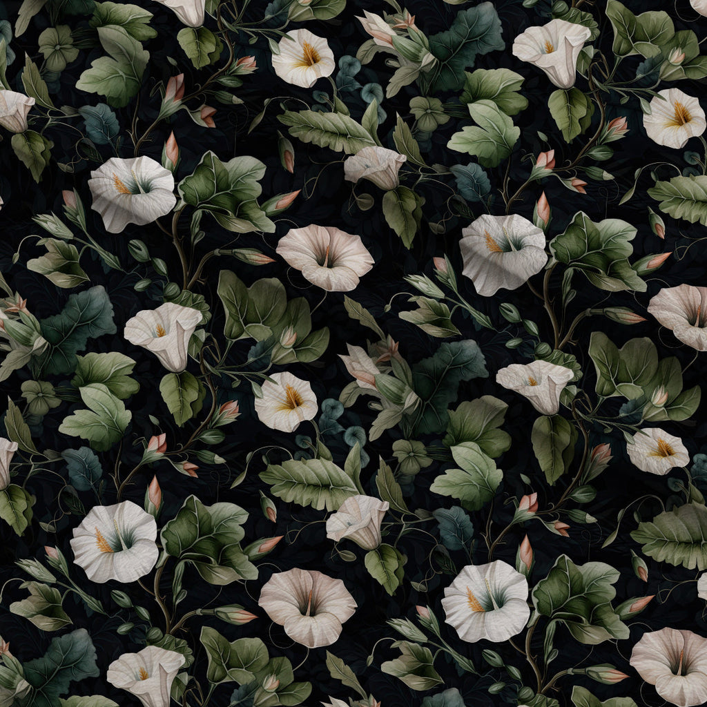 Midnight Moonflowers Pattern 8 Fleece Fabric — fleece fabric folded close-up preview (mv-fleece-v1:lying)