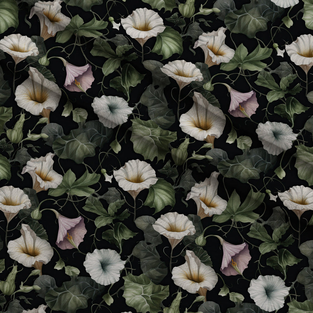 Midnight Moonflowers Pattern 9 Fleece Fabric — fleece fabric folded close-up preview (mv-fleece-v1:lying)