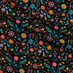 Midnight Otomi Garden Pattern 10 Fleece Fabric — fleece fabric folded close-up preview (mv-fleece-v1:lying)