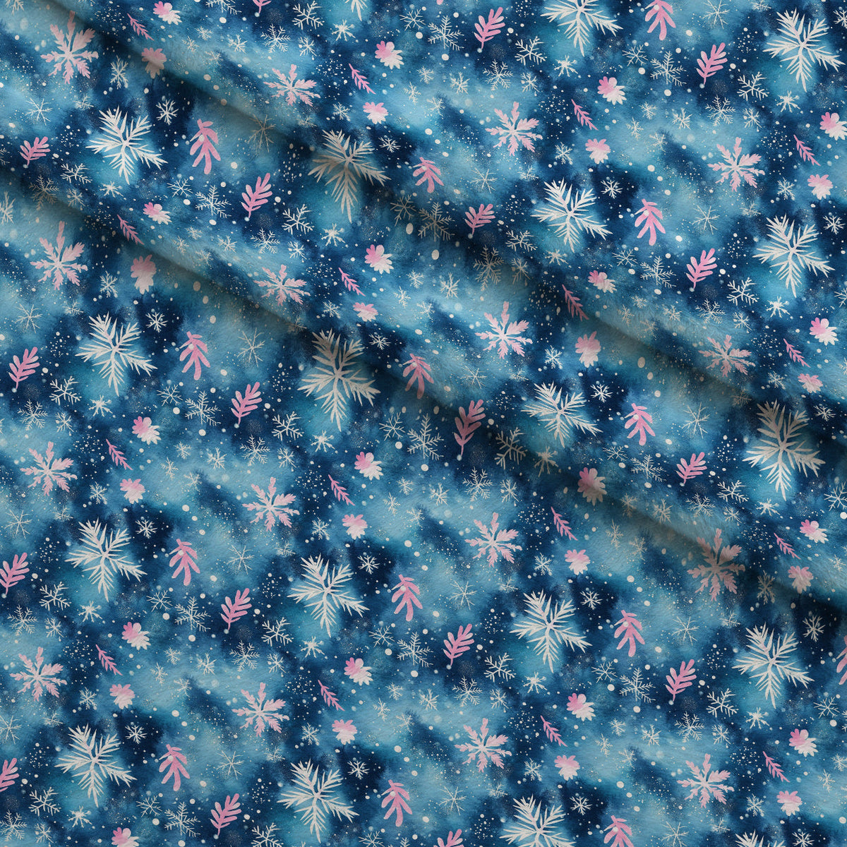 Midnight Poinsettia Pattern 10 Fleece Fabric — fleece fabric folded close-up preview (mv-fleece-v1:lying)