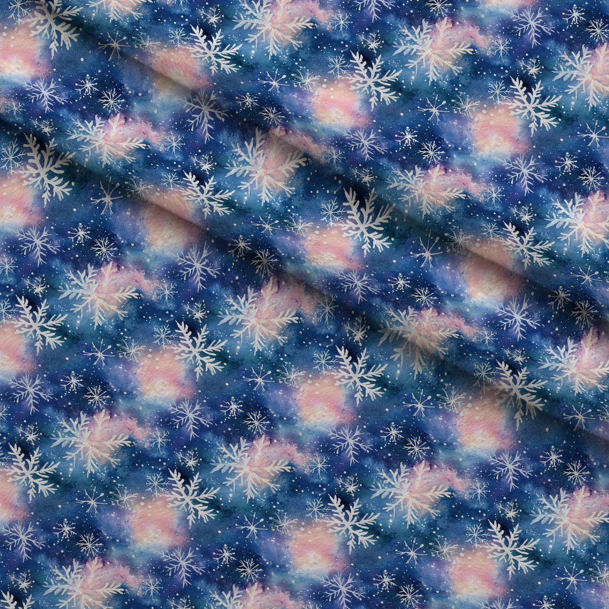 Midnight Poinsettia Pattern 2 Fleece Fabric — fleece fabric folded close-up preview (mv-fleece-v1:lying)