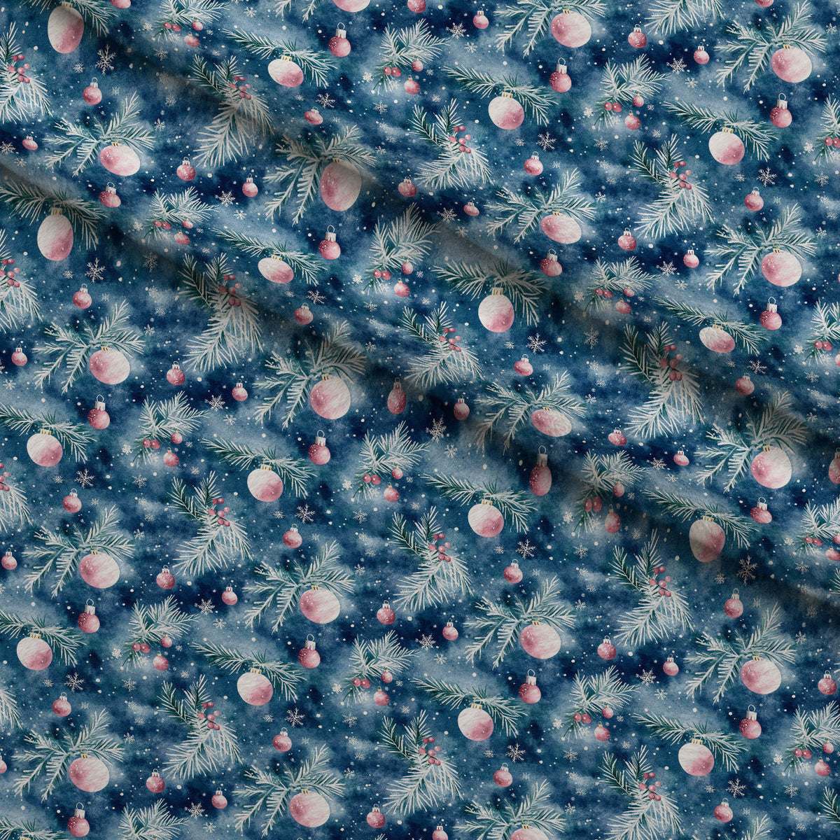 Midnight Poinsettia Pattern 7 Fleece Fabric — fleece fabric folded close-up preview (mv-fleece-v1:lying)