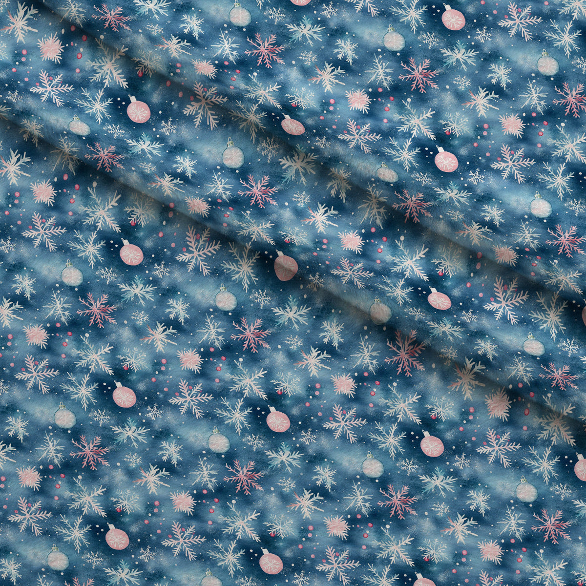 Midnight Poinsettia Pattern 9 Fleece Fabric — fleece fabric folded close-up preview (mv-fleece-v1:lying)