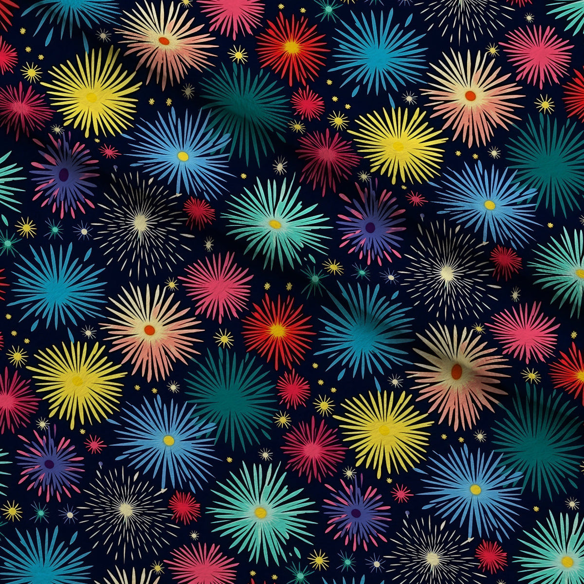 Midnight Starbursts Pattern 1 Fleece Fabric — fleece fabric folded close-up preview (mv-fleece-v1:lying)