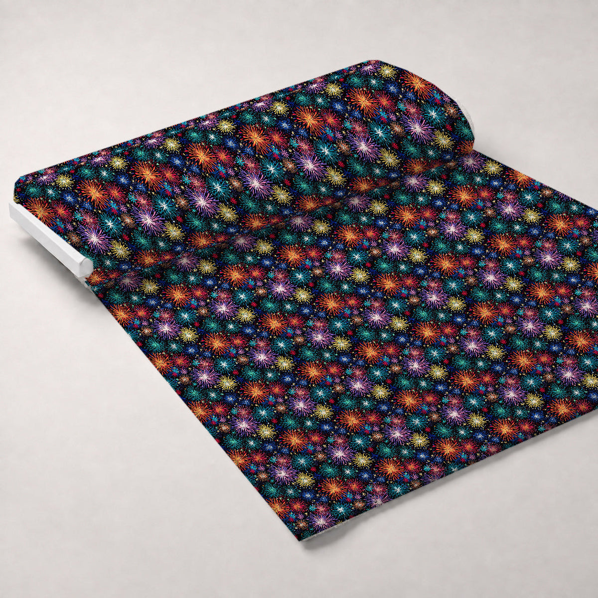 Midnight Starbursts Pattern 10 Fleece Fabric — fleece fabric unrolled bolt preview (mv-fleece-v1:bolt)