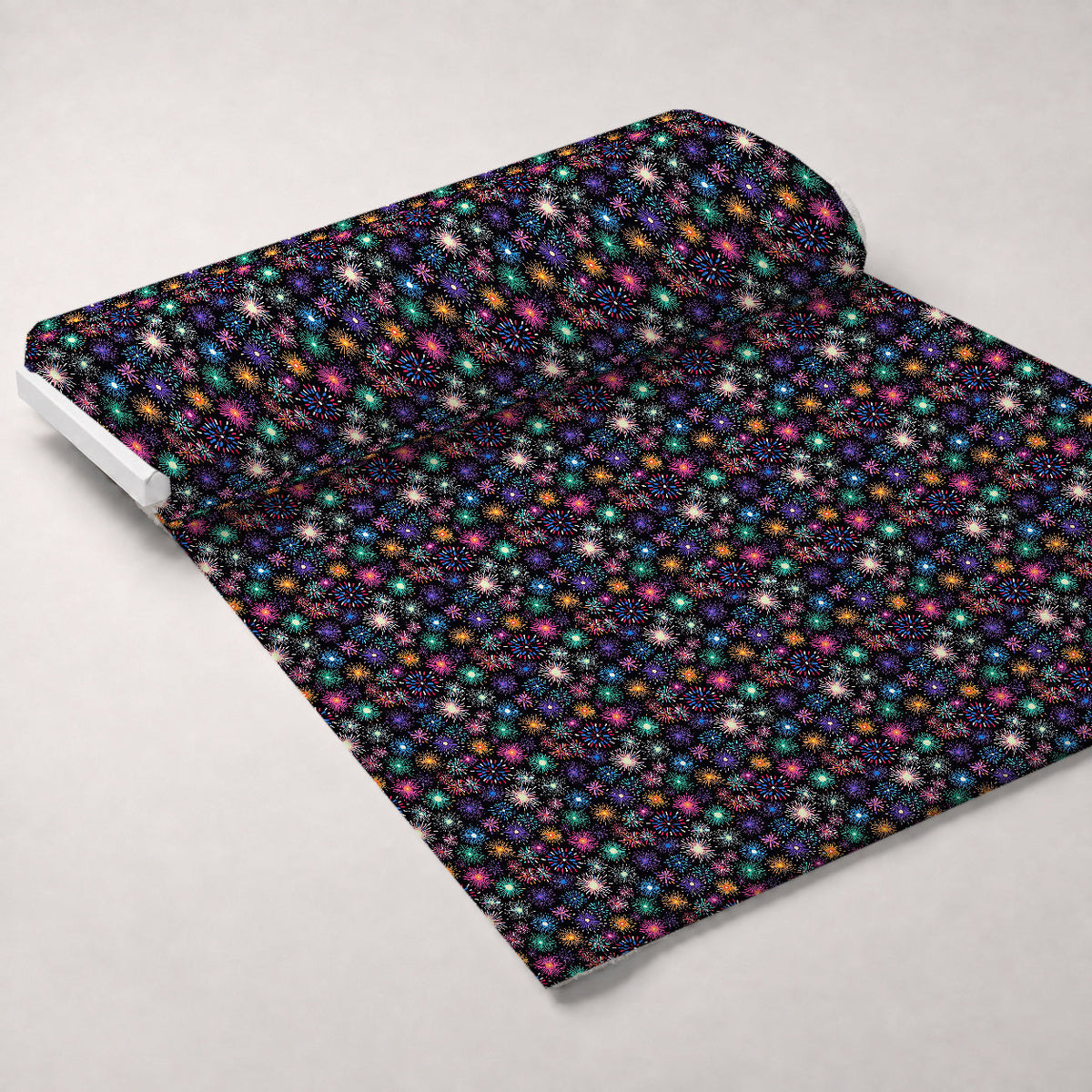 Midnight Starbursts Pattern 2 Fleece Fabric — fleece fabric unrolled bolt preview (mv-fleece-v1:bolt)