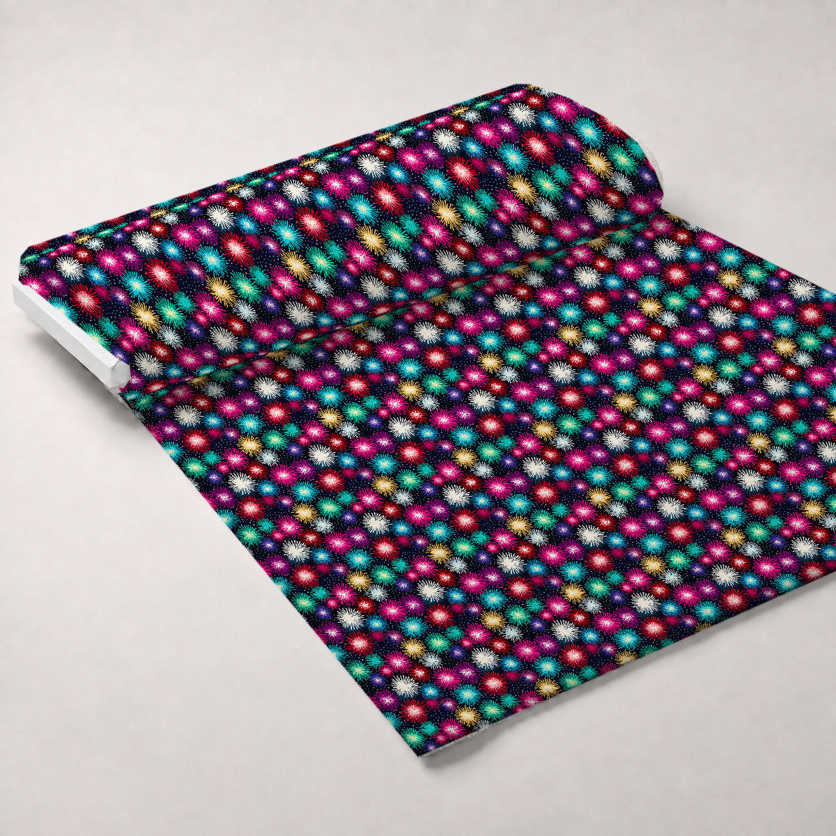 Midnight Starbursts Pattern 3 Fleece Fabric — fleece fabric unrolled bolt preview (mv-fleece-v1:bolt)