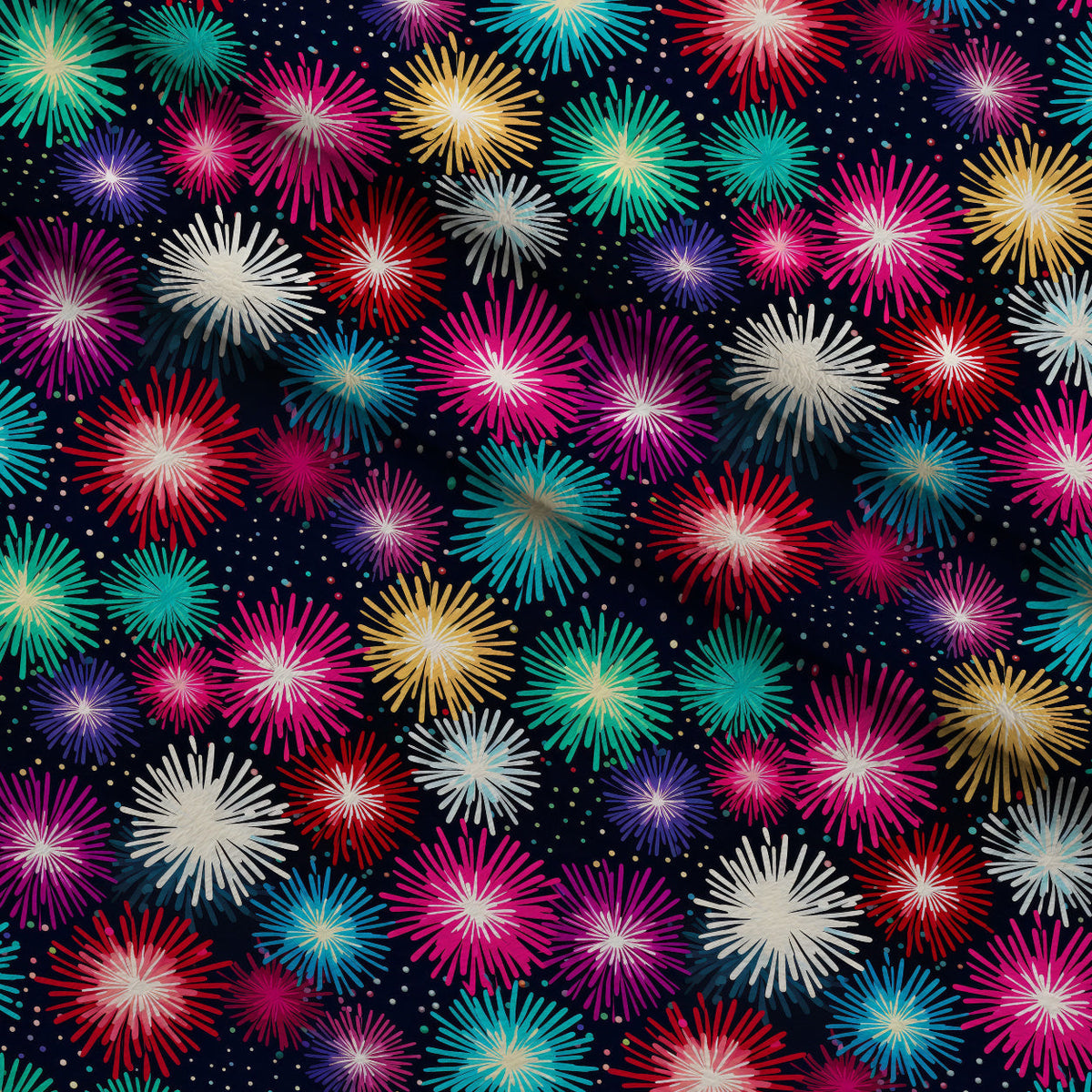 Midnight Starbursts Pattern 3 Fleece Fabric — fleece fabric folded close-up preview (mv-fleece-v1:lying)